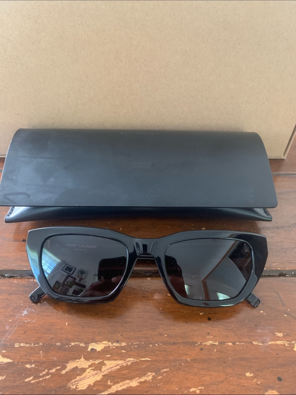 Saint Laurent Glossy Black Wide-Frame Sunglasses